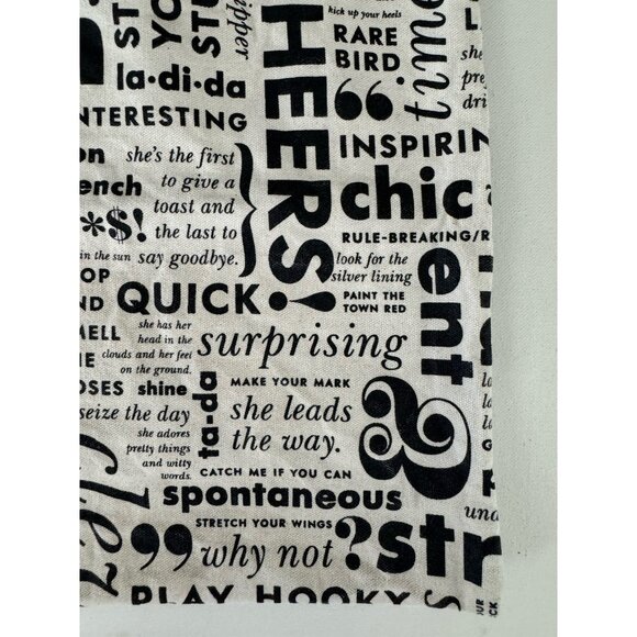 KATE SPADE Inspirational Words Black/White Canvas Tote Bag 14"x13" - Picture 2 of 12